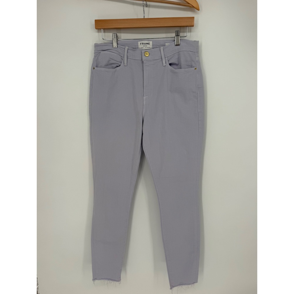FRAME Le High Skinny Jeans 28 Lavender Raw Hem Pastel Soft Girl Aesthetic Flawed
